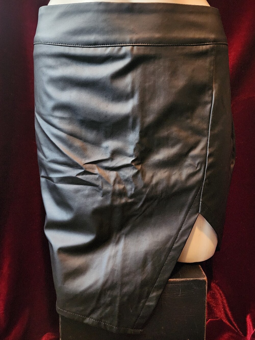 Choies Black Gothic Faux Leather Mini Skirt with Side Slit